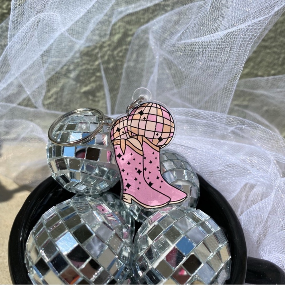 Disco cowgirl keychain